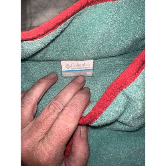 Columbia Half zip/snap fleece jacket green two tone 1X - Picture 2 of 3